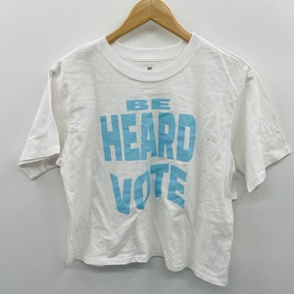 BP Womens Size Medium Be Heard Vote Short Sleeve Graphic Tshirt in White 2338 - Picture 3 of 9